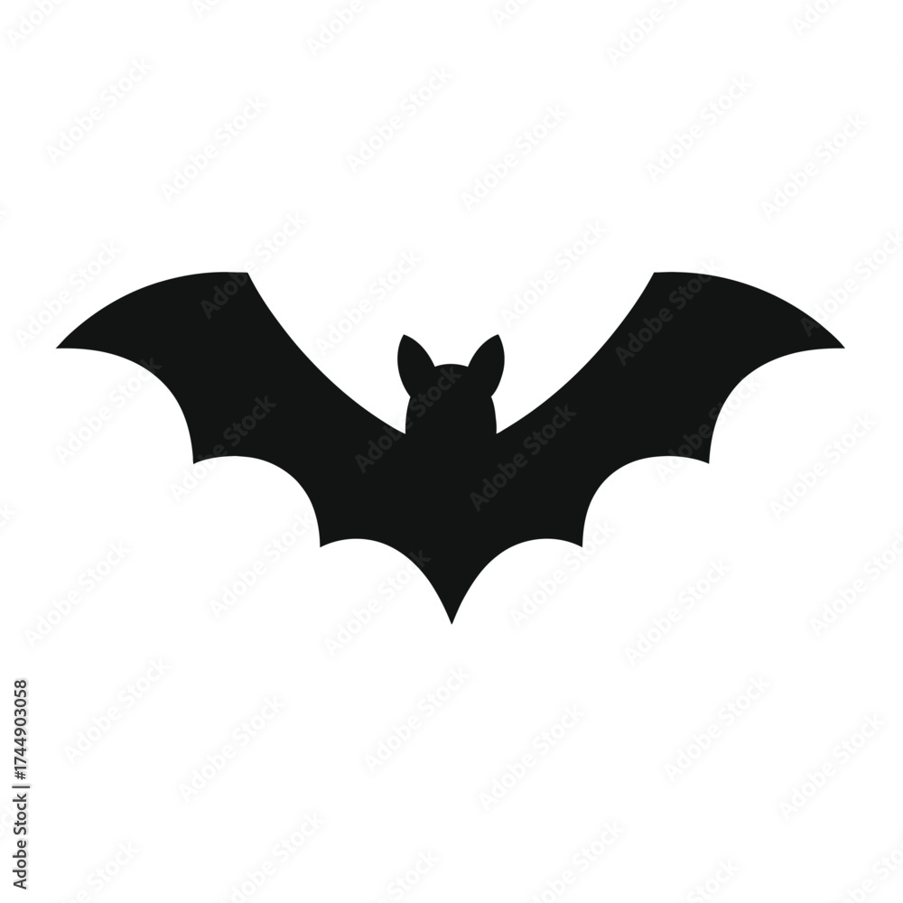 Fototapeta premium Dynamic black bat flying in silhouette against a colorful background silhouette