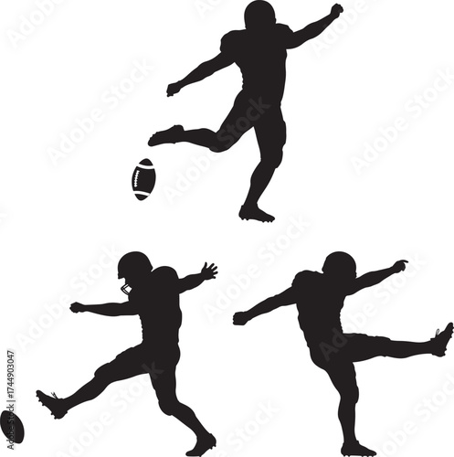 American football player kicking silhouette