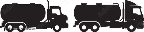 Two tanker trucks silhouette