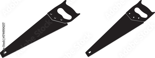 Two hand saw silhouettes on white background