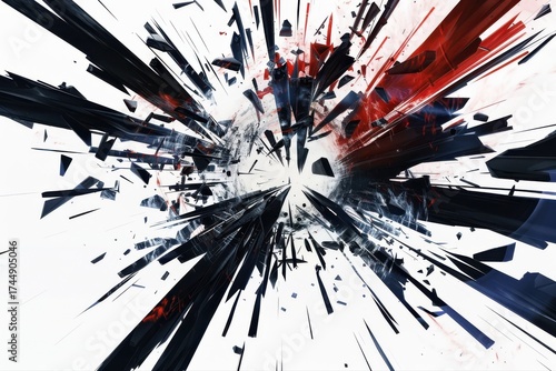 Abstract Explosion Illustration Red Black Art Graphic Design Modern on transparent background