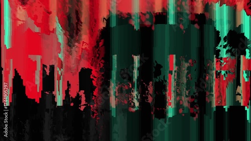 Abstract color background with glitch effect, fast looping background animation.