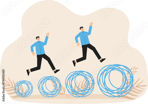 Avoid business trouble risk,thinking to overcome difficulty, trouble or emotional problem,solving problem concept
