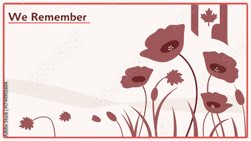 Remembrance Day memorial with poppy flowers and Canada flag