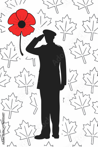 Remembrance Day silhouette honoring war veterans