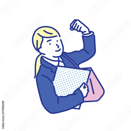 シンプル　イラスト　就職活動中の女性