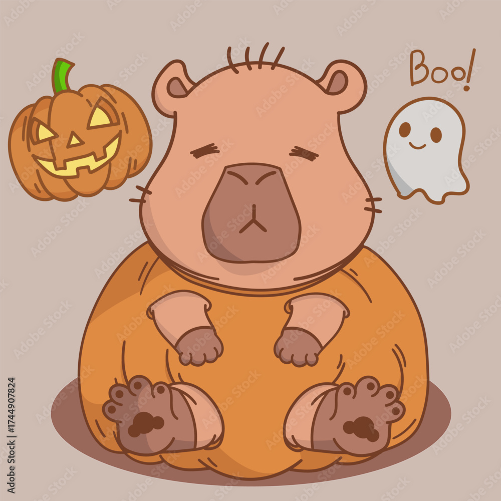 Fototapeta premium Capybara Pumpkin