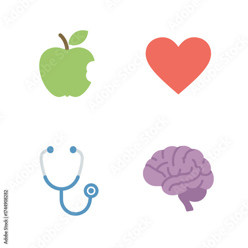 Simple Flat Illustration of Medical Health Concept Icons Collage