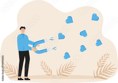 Social media marketing, SNS or social network service, influencer or online advertising, customer engagement to attract likes concept
