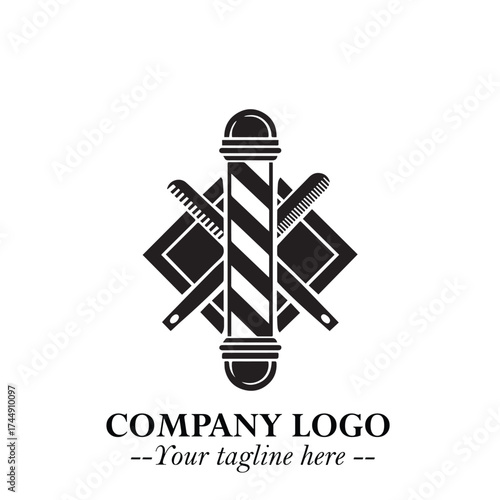 Black and White Barbershop Logo in Classic Vintage Vector Design for Modern Grooming and Style