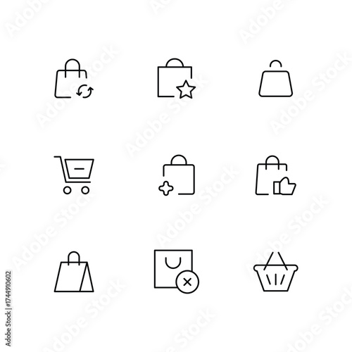 Shopping bag line icon design pack