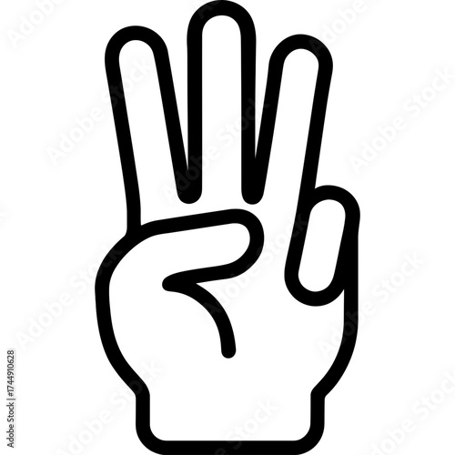 Finger counting three outline icon vector