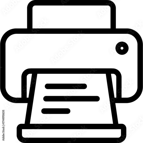 Printer office with paper tray outline icon vector
