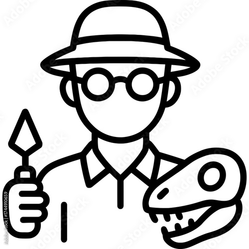 Minimalistic paleontologist icon design