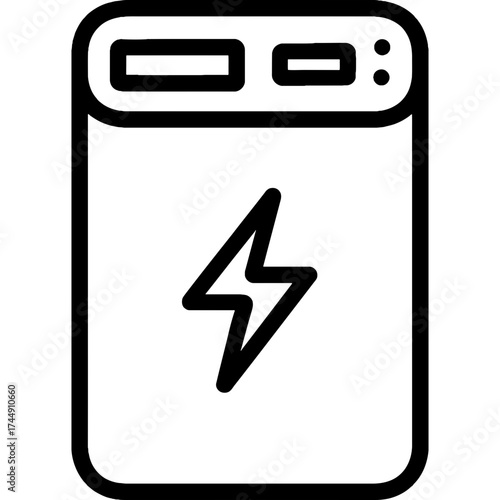 Power bank charger outline icon vector