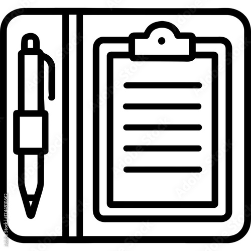 Writing pad holder outline icon vector