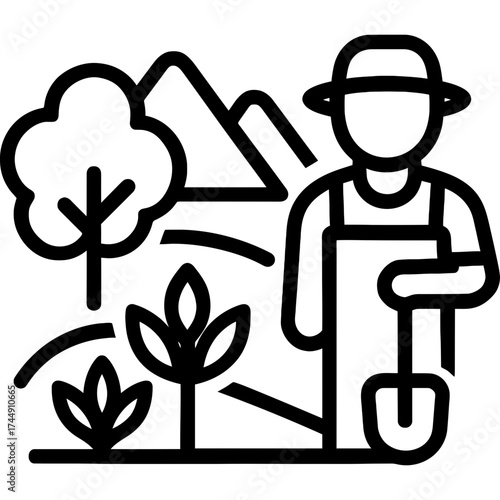 Minimalistic landscape gardener icon design