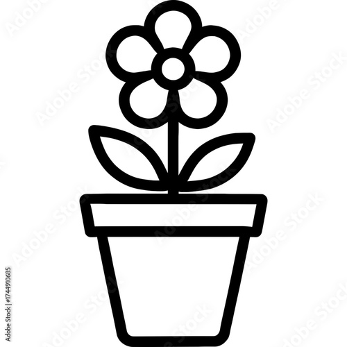 Flower pot planter outline icon vector