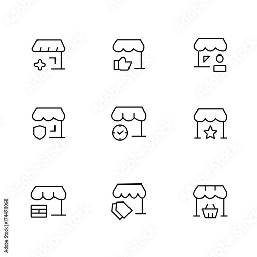 E-commerce online shopping line icon pack