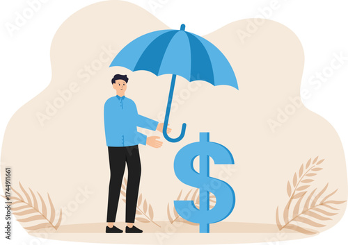 Income protection and security or safety guard, protect investment profit, wealth preservation or insurance, risk management concept

