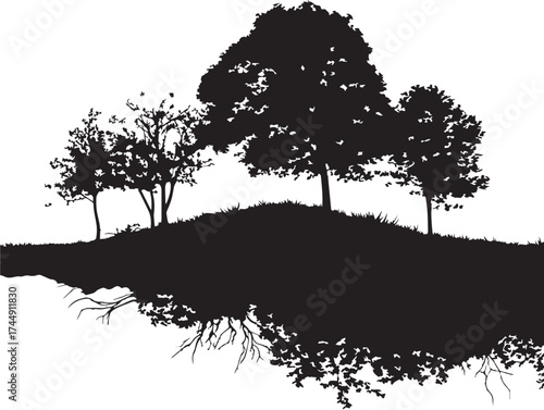 Beautiful Landscape Of A Hillside With Trees