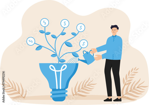 Creativity and intelligence for creating new ideas, thought process and logic for innovation, new opportunities for great success and development

