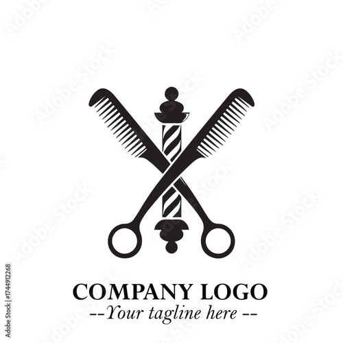 Black and White Barbershop Logo in Classic Vintage Vector Design for Modern Grooming and Style