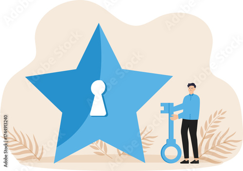 Aspirations and motivation, High results and receiving rewards, secret key to achieve success in business, career growth concept
