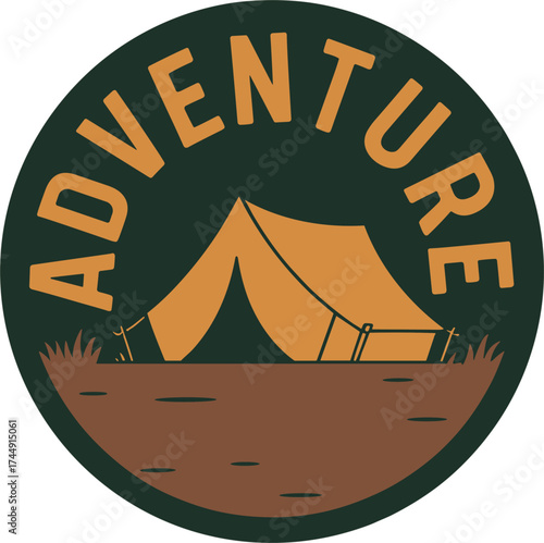 Tent Adventure Camping Outdoor Illustration Badge Circle