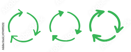Set of hand drawn recycle arrow icon Recycling resources symbol Reuse of materials, zero waste, green environment, saving the planet