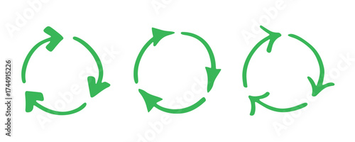 Set of hand drawn recycle arrow icon Recycling resources symbol Reuse of materials, zero waste, green environment, saving the planet