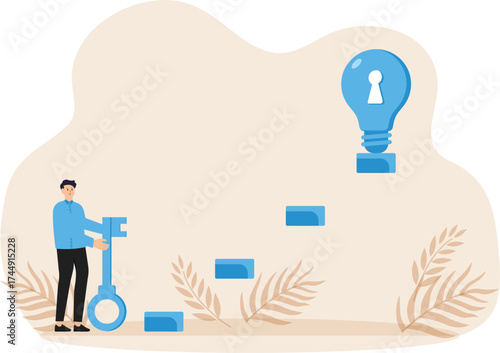 Secret key to achieve goals, unlock new opportunities and creative ideas for great success,innovations for business success

