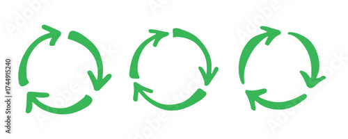 Set of hand drawn recycle arrow icon Recycling resources symbol Reuse of materials, zero waste, green environment, saving the planet