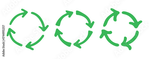 Set of hand drawn recycle arrow icon Recycling resources symbol Reuse of materials, zero waste, green environment, saving the planet