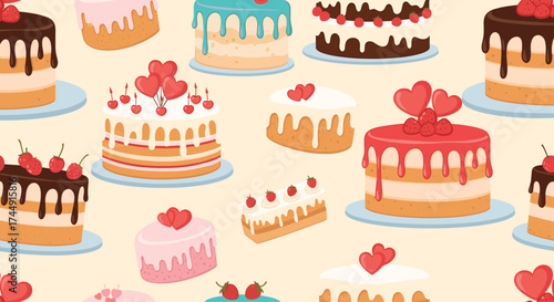 A collection of sweet and colorful pixel art cakes.