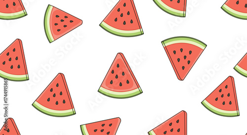 A vibrant pattern of fresh juicy watermelon slices filling the frame.