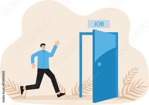 Quit routine job and leaving or escape, way for business dead end to be success, exit from work difficulties concept
