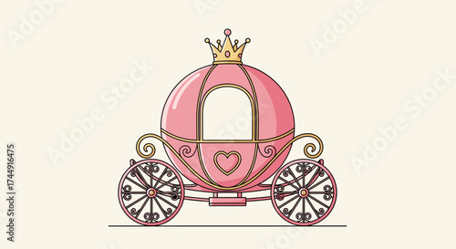 A fairytale carriage fit for a princess with a golden crown.