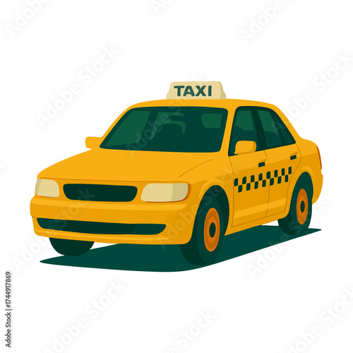 Classic Yellow Taxi Cab Service Car Vector Illustration