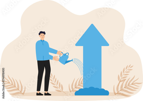 Grow business and growth or increase revenue income, personal development and growth mindset or investment profit concept
