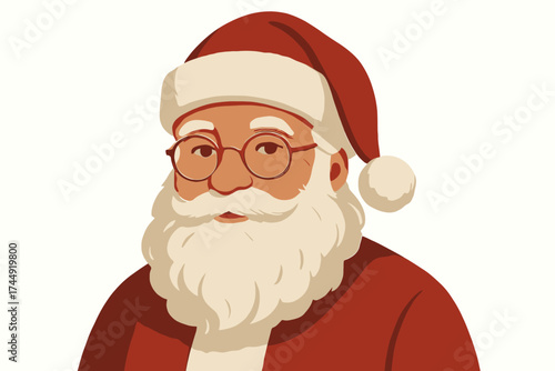 Cartoon of santa claus with glasses and red suit