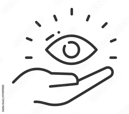 Minimalist open hand with eye icon symbolizing visionary support