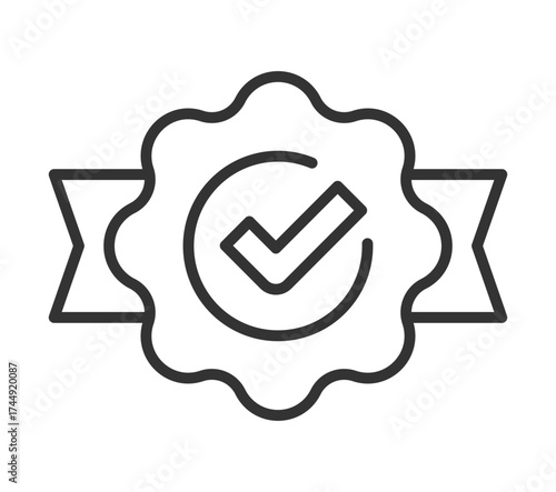 Certification badge icon with checkmark inside a circular seal