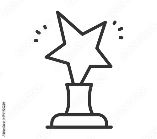 Outline of a trophy with star symbolizing achievement and excellence