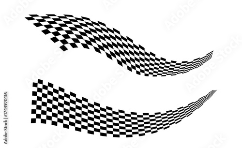 Race flag. Checkered flag. Racing stripes. Race motorsport graphics. Vector illustration