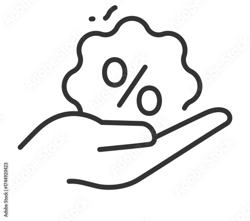 Hand holding gear with percentage: concept of efficiency and optimization