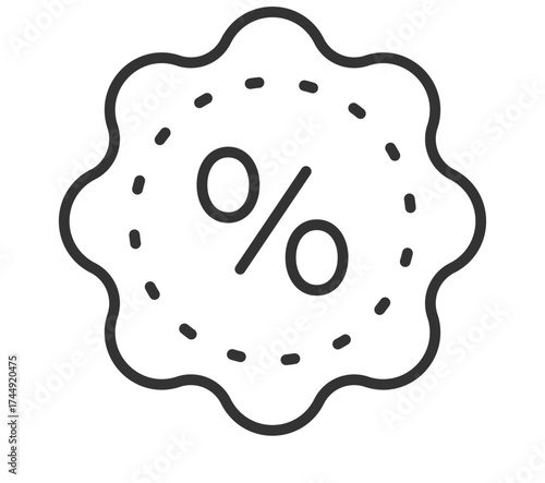 Discount percentage icon with dotted badge shape