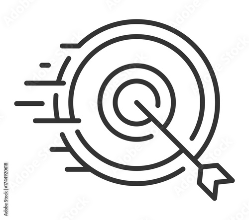 Abstract target icon with arrow in bullseye symbolizing precision and focus