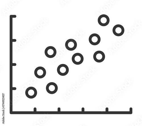 Scatter plot graph with increasing data points illustration