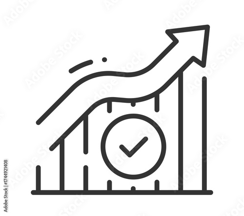 Financial growth chart with checkmark symbolizing success and progress